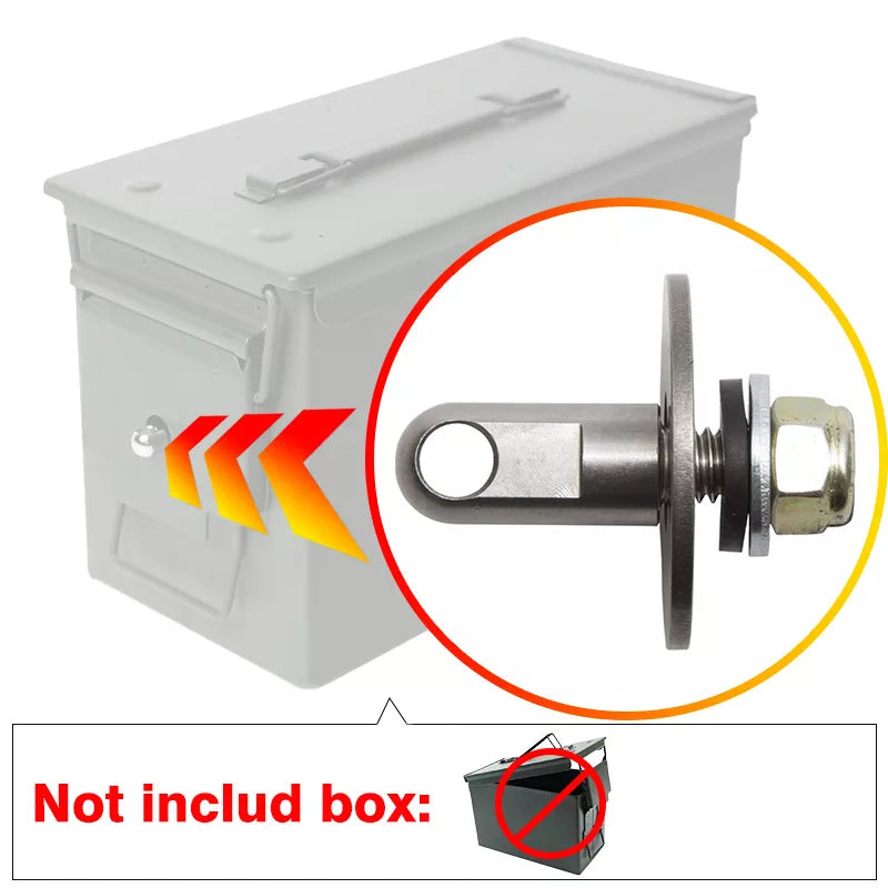 No box,Bolt 50 Cal Ammo can Steel Gun lock Ammunition Gun safe box Hardware Kit Military Army lockable case 40mm Pistol Bullet