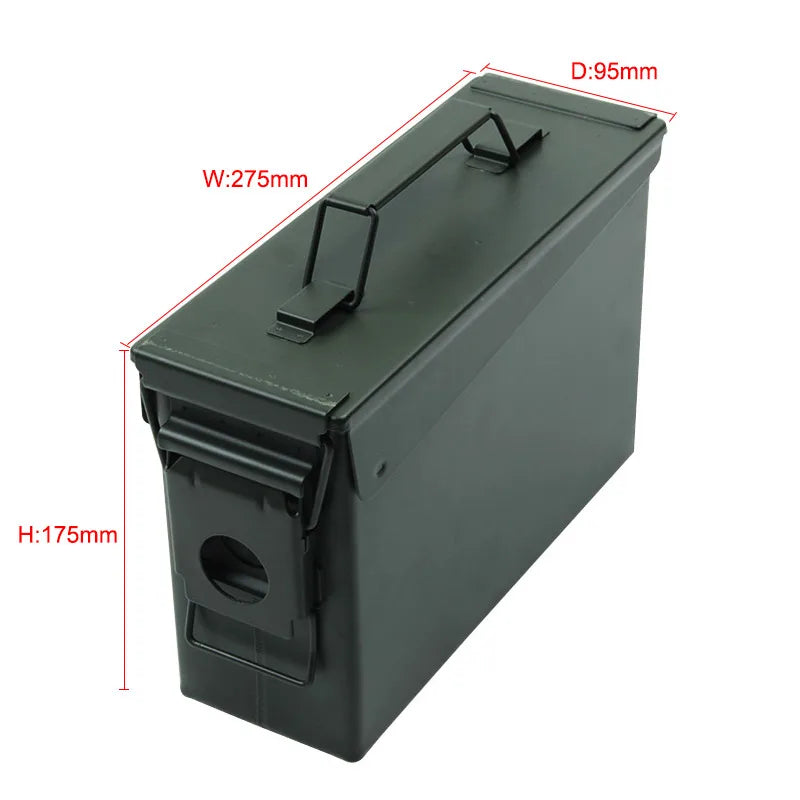 30 Cal Metal Ammo Case Can Military and Army Solid Steel Holder Box for Long-Term Shotgun Rifle Nerf Gun Ammo 30 Storage Safe