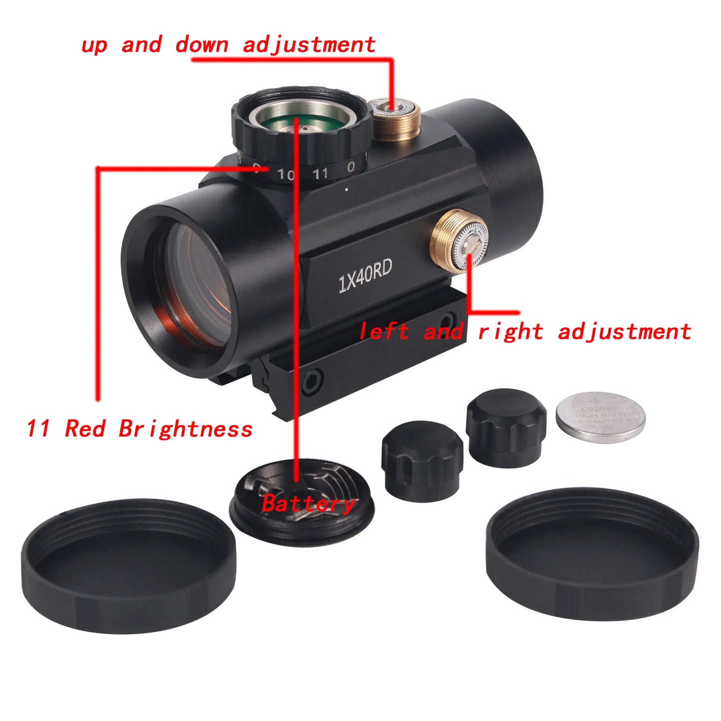 1x40 Red  Dot Sight Rifle Scope 11mm and 20mm Rail Hunting Optics  Red Dot Sight Tactical Scope For Gun