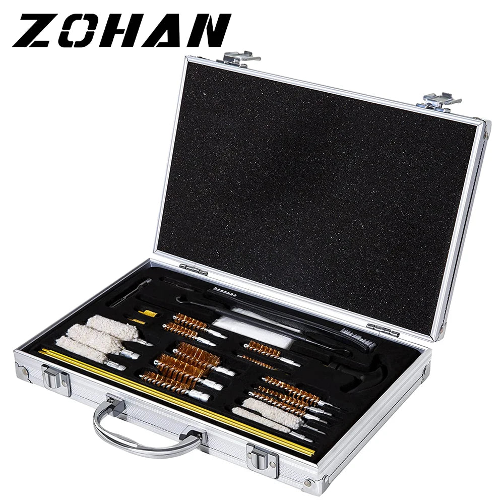 ZOHAN 24PCS Universal Gun Cleaning Kit Brush Tool for Pistol Rifle Shotgun Firearm Cleaner with Box Tactical Hunting Accessories