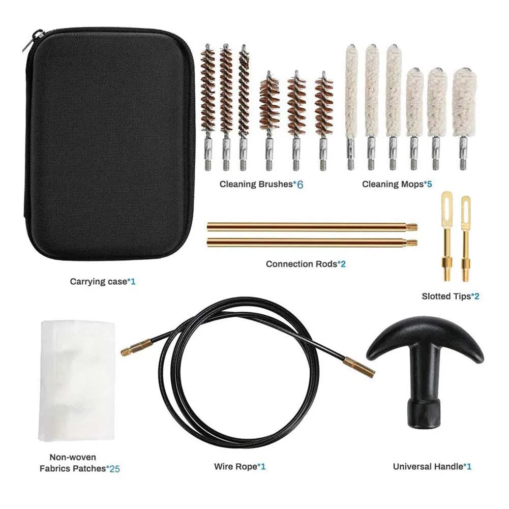 19 Pcs/set Tactical Gun Cleaning Kit Universal Handgun Pistol Brush Tool for 22/38/ 9mm/40mm/45mm Caliber Hunting Accessories